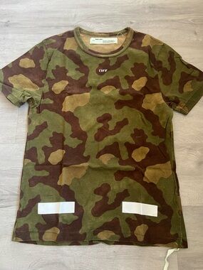 Off-White Camo Crewneck Tee - Olive/Brown